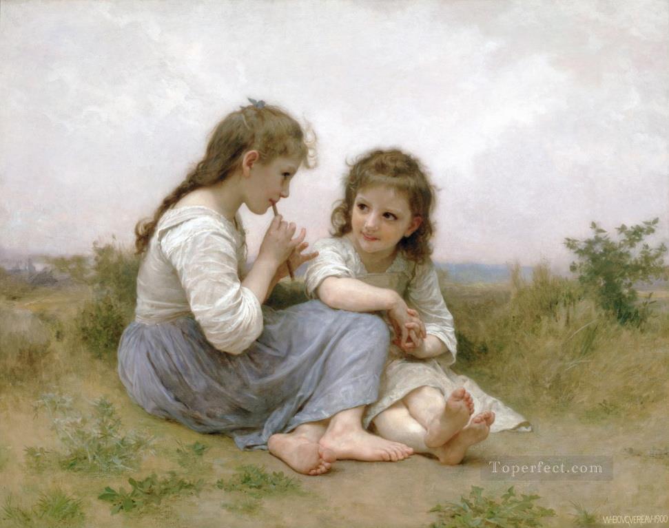 Idylle enfantine Realism William Adolphe Bouguereau Oil Paintings